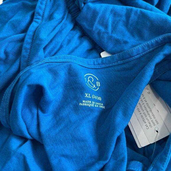 Treasure & Bond Blue Sleeveless Cinched Crossback Romper XL Girl - Picture 3 of 3